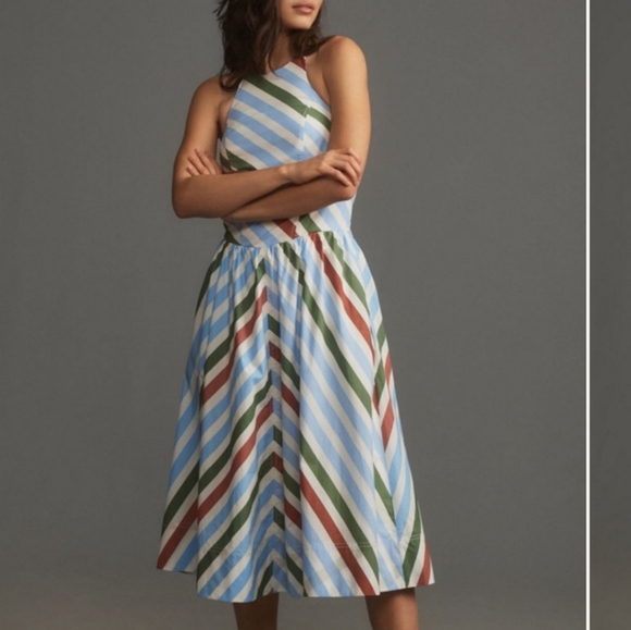 Anthropologie Maeve NWTs Halter Midi Sundress - Picture 1 of 7